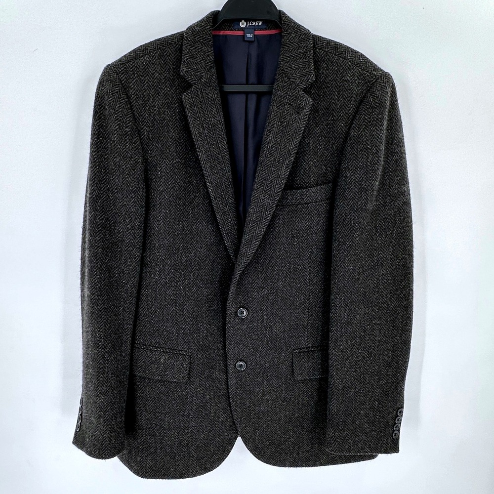 J.Crew Ludlow Jacket 40R Grey Italian Wool Herringbone Blazer 17569 Mens